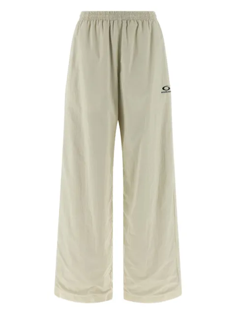 Balenciaga wrinkled-effect logo-embroidery trousers Neutrals 850698TTO049012