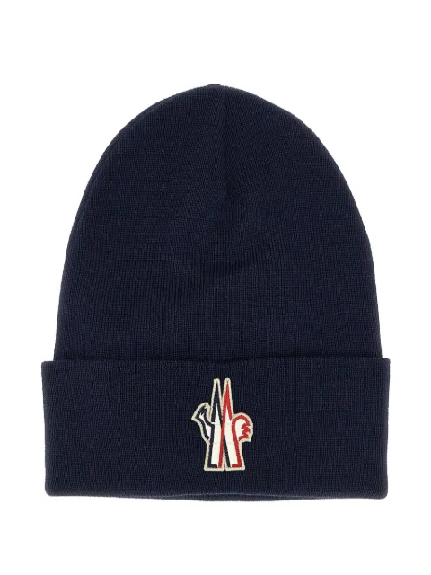 Moncler Grenoble turn-up logo patch beanie Blue L20973B0001309974