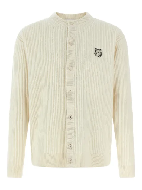 Maison Kitsuné fox-head ribbed cardigan Neutrals PM00508KT1149P700