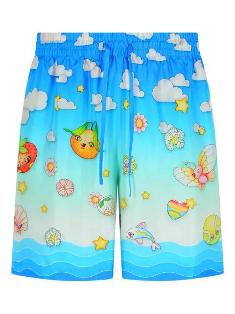 Casablanca Kawaii silk bermuda shorts Blue MAW25TR01202
