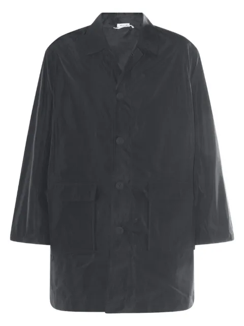 Thom Browne logo-print single-breasted coat MOT099PF0967025