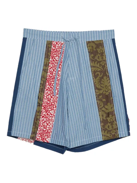 Edward Cuming patchwork performance shorts Blue SS25PC09B