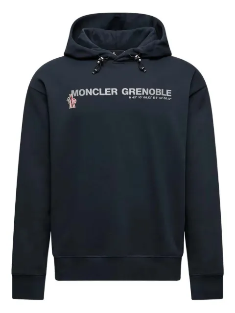 Moncler Grenoble logo-embroidered hoodie Blue L20978G0002080451