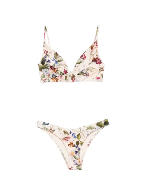 ZIMMERMANN Patience Tuck Plunge bikini Neutrals 5252WRS264
