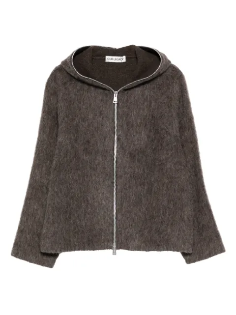 OUR LEGACY hairy-texture zip-up hoodie Grey M2266FM