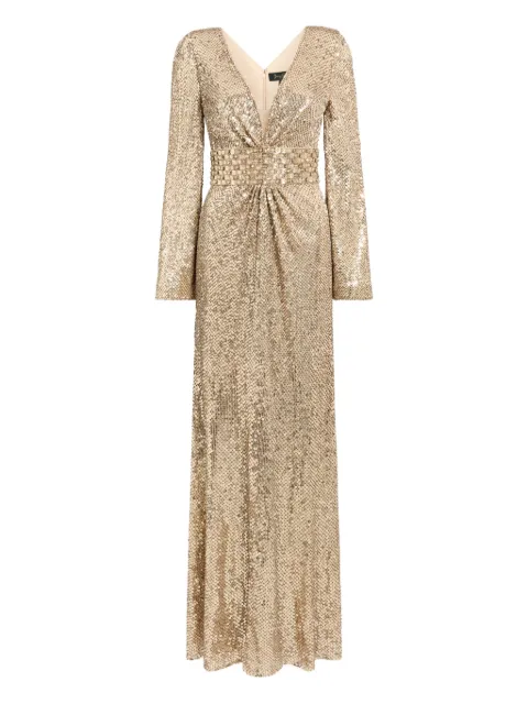 Jenny Packham June embellished sequined maxi dress Gold JPEX410