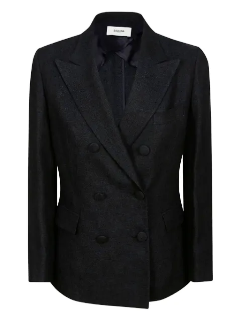 SAULINA double-breasted flap-pocket blazer Blue ANNASAB103