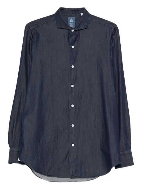 Finamore 1925 Napoli button-fatening shirt Blue 045880C0512D