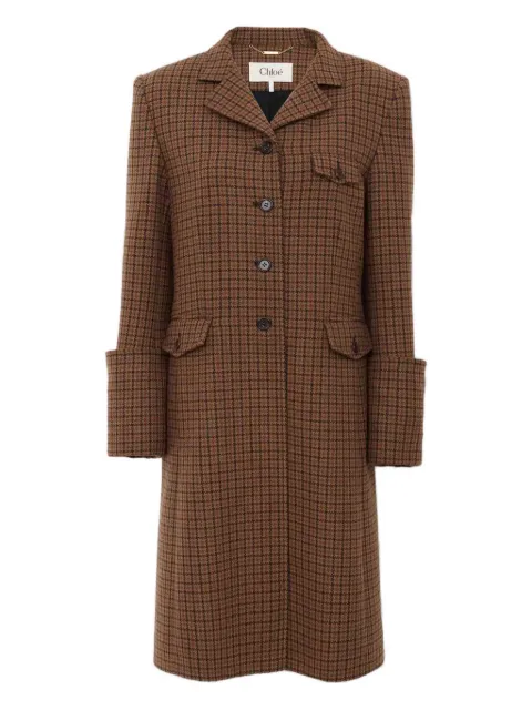Chloé wool houndstooth single-breasted coat Brown CH25WMA14169
