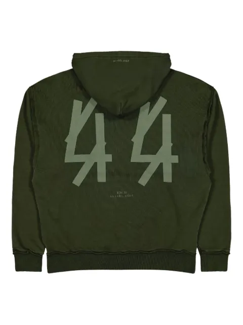 44 LABEL GROUP logo-print kangaroo-pocket hoodie Green B0030612FA679P678