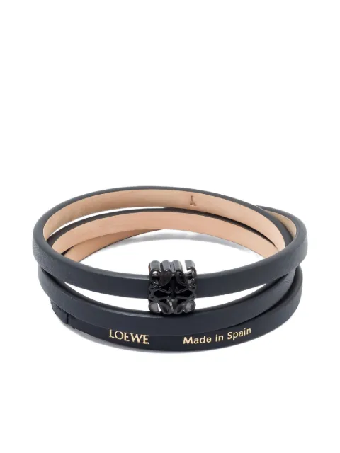 LOEWE anagram triple-wrap leather bracelet Black J520240X04