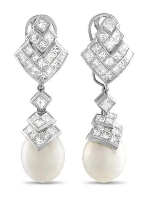 LB Exclusive 18K white gold diamond and pearl earrings Silver MF08090525