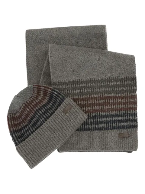Barbour knitted scarf and beanie set Grey MGS0089TN38