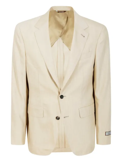 Canali logo-appliqué single-breasted suit Neutrals AE025712027053