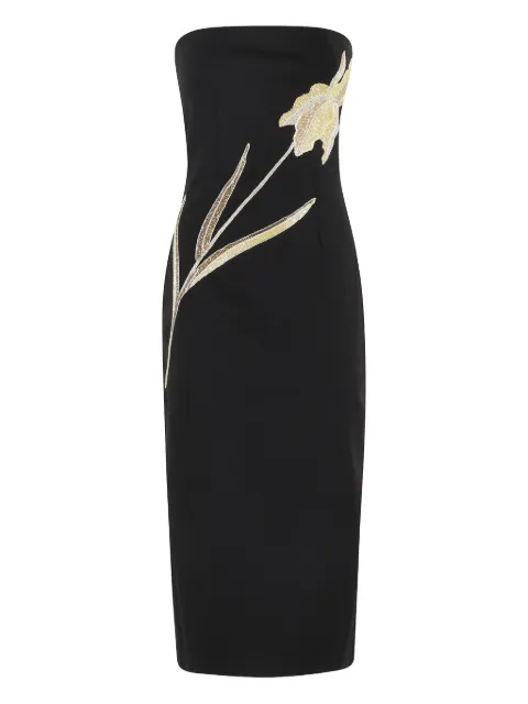 STAUD Brooke floral-embellished strapless midi dress Black R25F2261KP097