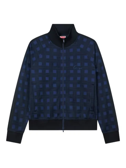 Kenzo Weave jacquard zip track jacket Blue FF65SW5524IJ