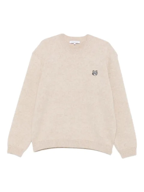 Maison Kitsuné fox-patch crew-neck sweater Neutrals PM00817KT1180