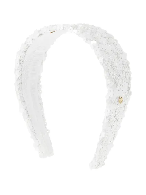 Maison Michel Elizabeth sequin-embellished headband White 2539006001