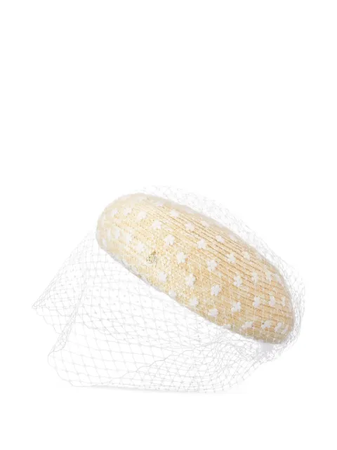 Maison Michel flower-embroidered veil hat White 2521007001