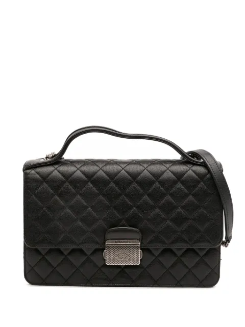 CHANEL Pre-Owned 2016-2017 Medium Quilted Goatskin CC University Flap shoulder bag Black 1XM71ZJB180DIH04