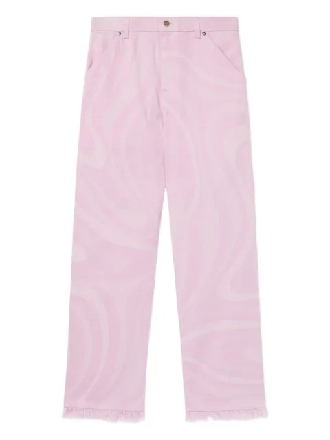PUCCI Marmo print wide leg denim Pink 5UDT065U997