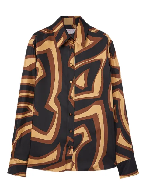 PUCCI labirinto-print silk twill shirt Black 5URJ095U741