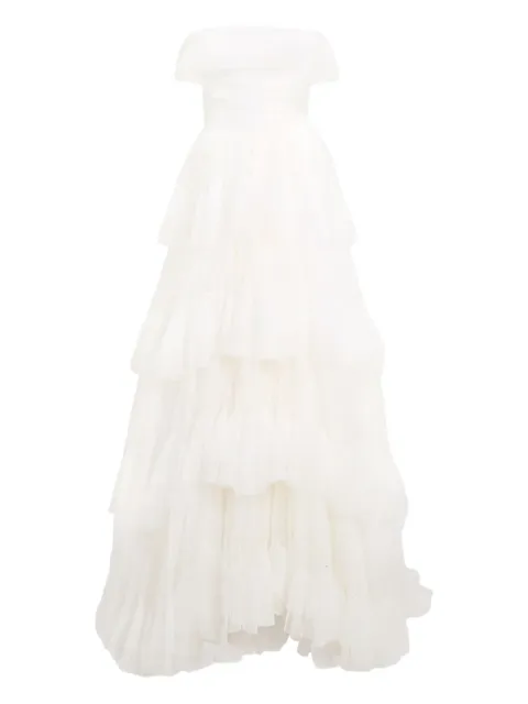 Jenny Packham Angel Falls tiered maxi dress White JPB0988