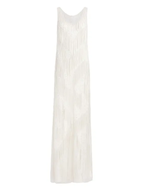Jenny Packham Symphonie fringed maxi dress Neutrals JPB1004FL