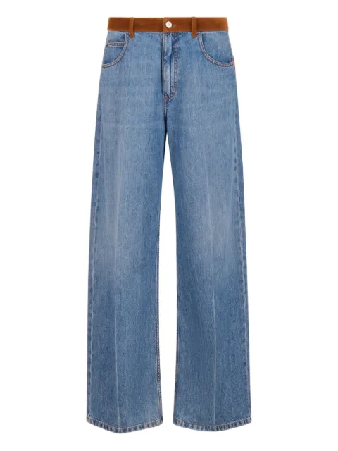 Marni x Slawn & Soldiervelvet-trimmed jeans Blue PUJU0320QSUSCY44