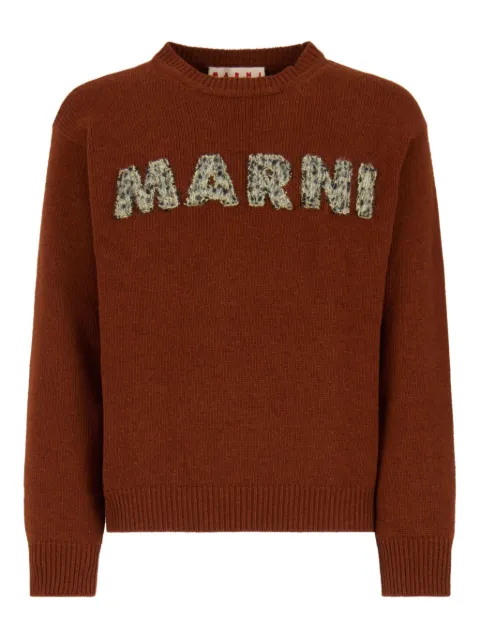Marni logo-detail wool sweater Brown GCMG0476Q0UFH552