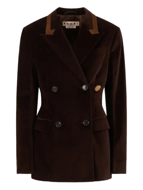 Marni velvet calf-hair collar blazer Brown GIMA0311NSUTC550