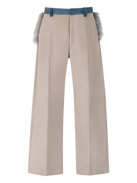 Marni faux-fur-trimmed velvet trousers Neutrals PUMU0320Q0UTC550