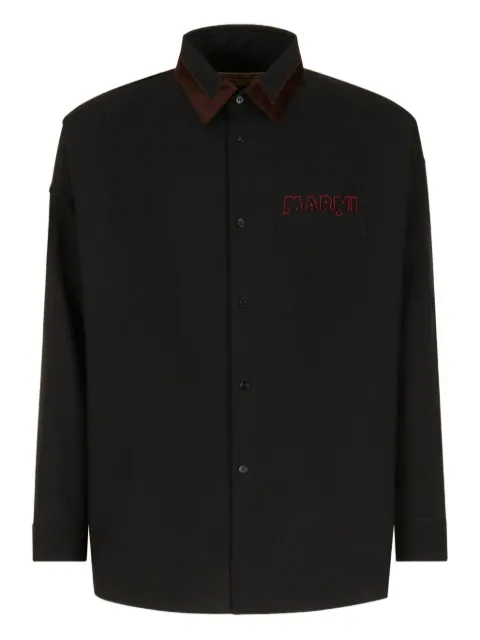 Marni velvet-collared logo shirt Black CUMU0061Q1TW839