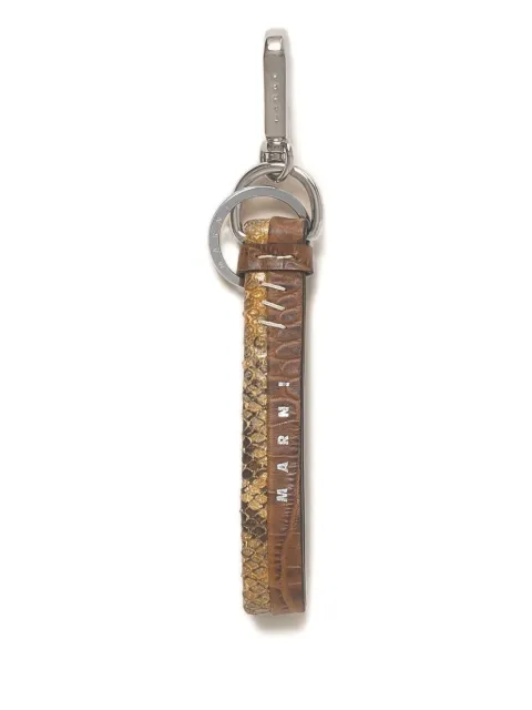 Marni leather keyring with logo Brown PCMO0057A0P8716