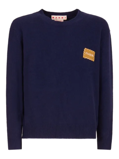 Marni logo-patch cashmere sweatshirt Blue GCMG0478Q0UFX325