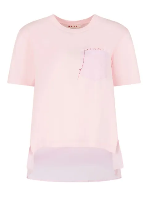 Marni cotton T-shirt with handstitched logo Pink THJE0378QSUTC446