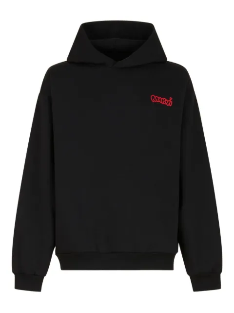 Marni logo-print cotton hoodie Black FUMU0067PVUSCY52