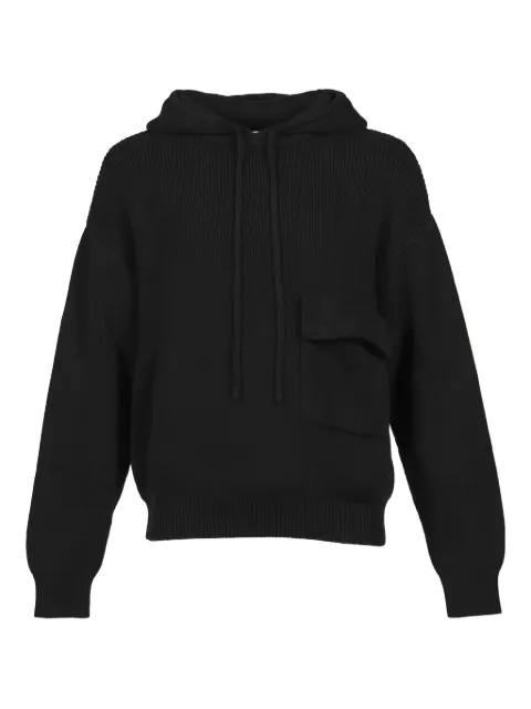EZR ribbed-knit hoodie Black MF25KICSW1066