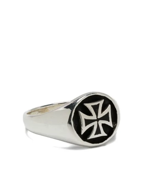 OBSIDIAN cross-motif sterling silver ring Silver 7024