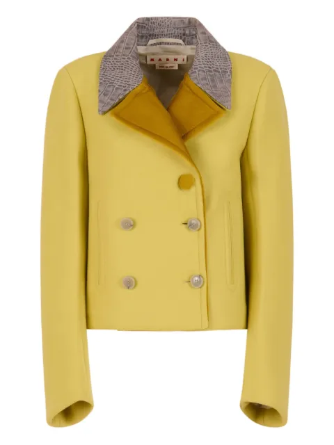 Marni snakeskin-print wool jacket Yellow JKMA0384S1UTW96700V42