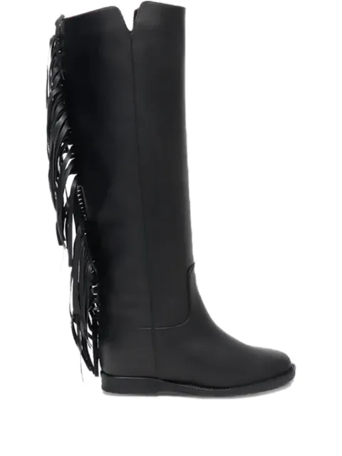 Via Roma 15 Malibu fringed leather boots Black 4420MALIBU