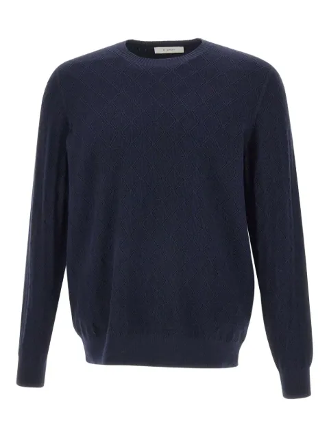 DIKTAT diamond-pattern crew-neck sweater Blue DK97022BLUNOTTE
