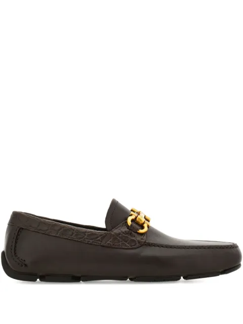 Ferragamo Gancini driver ornament loafers Brown 789629