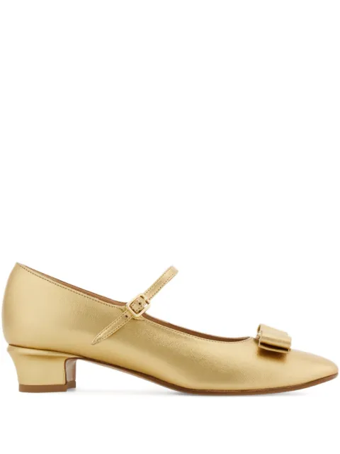 Ferragamo Vara bow mary janes Gold 790879