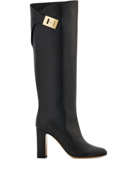 Ferragamo knee high boots with Hug buckle detail Black 785001