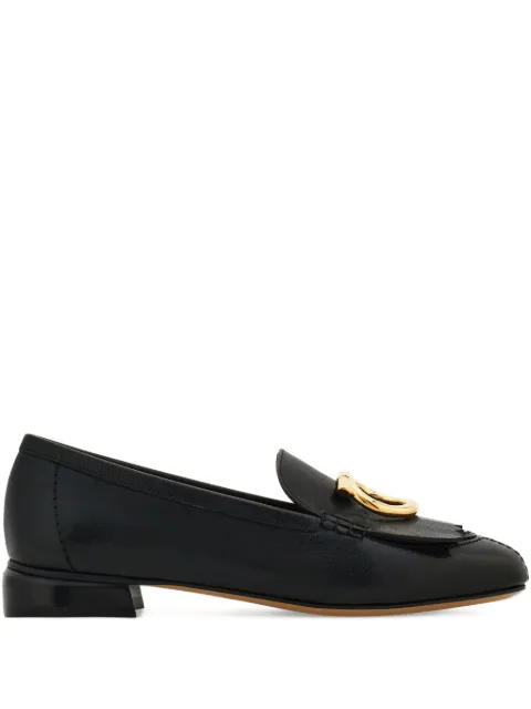 Ferragamo maxi Gancini loafers with fringe detail Black 790483