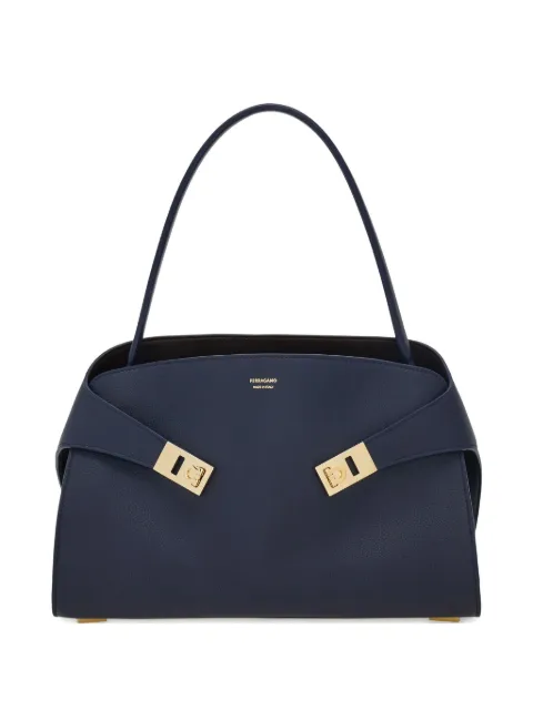 Ferragamo Hug soft bicolor shoulder bag M Blue 789711