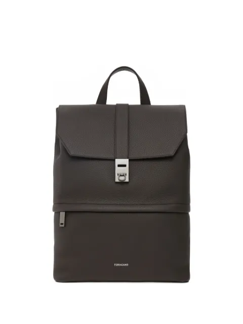 Ferragamo Gancini-buckle zipped backpack Brown 784771