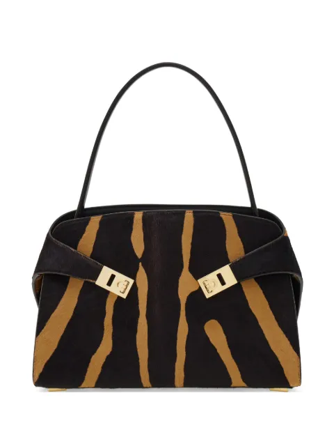 Ferragamo Hug soft bicolor shoulder bag (M) Black 789737