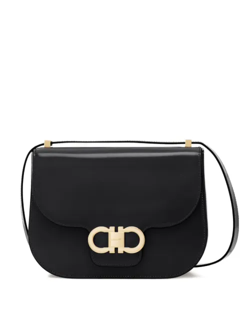 Ferragamo double Gancini north-south crossbody bag Black 789541